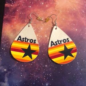 Never worn Houston Astros leather Earrings 💙🧡